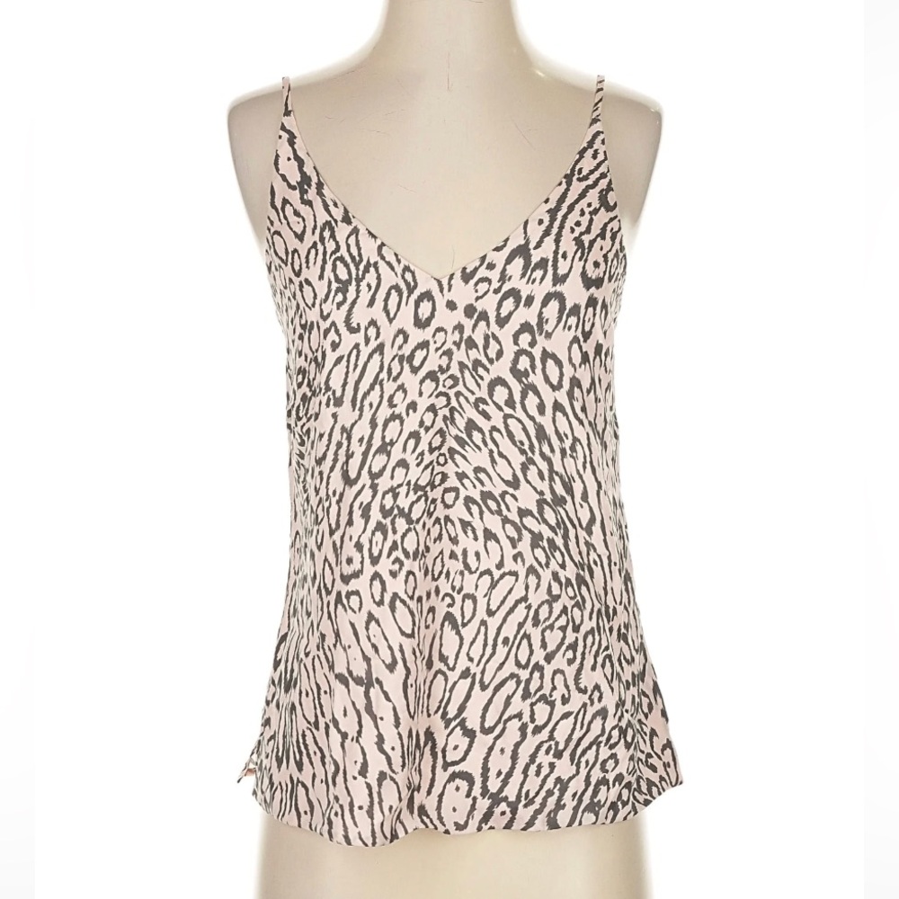 NWT L'AGENCE Jane Silk Camisole Top, PInk Gray Leopard Print, Size XS